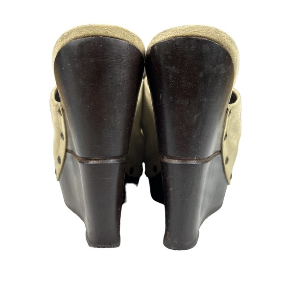 Diane Von Furstenberg Emerson Tan Suede Studded Wedge Clogs Mule Shoes Size 8.5 - Picture 9 of 11